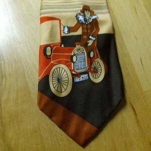 Men's Vintage Hardy Amies Necktie Tie Vintage Car High Society Woman